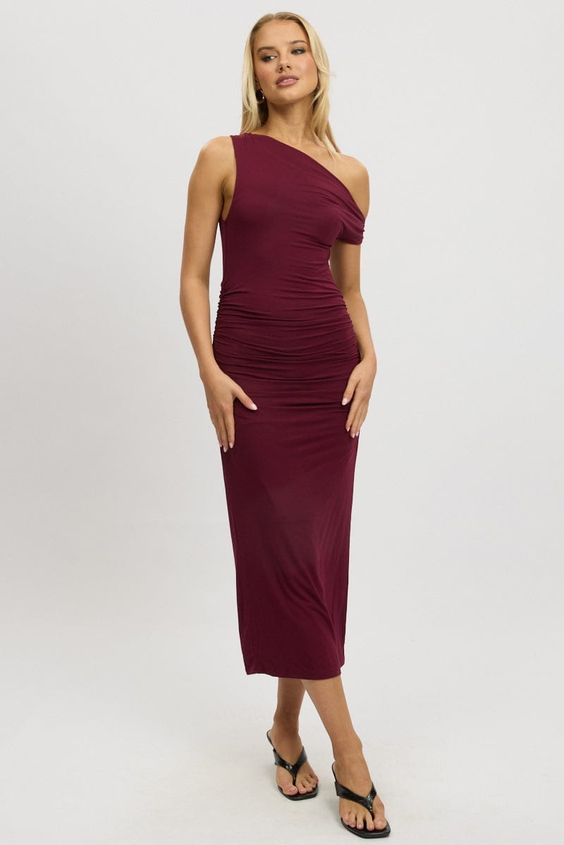 Red Bodycon Dress Twist Off Shoulder view 3