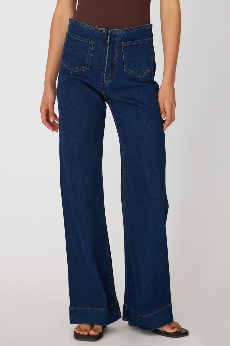 Denim Patch Pocket Wide Leg Jean High Rise view 2