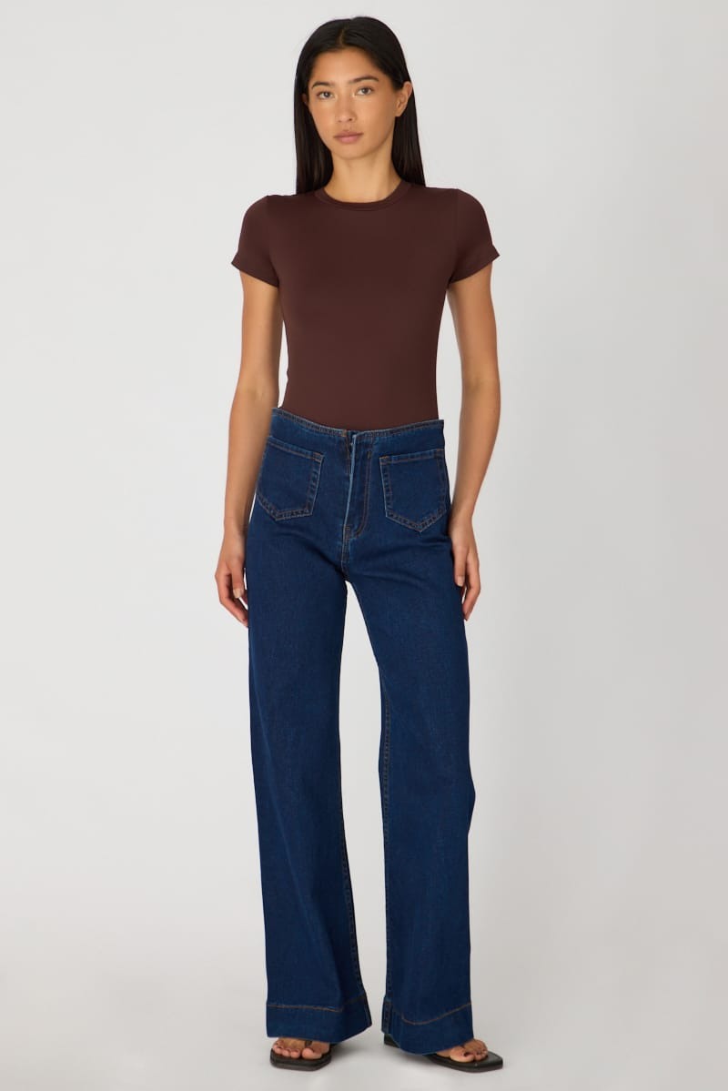 Denim Patch Pocket Wide Leg Jean High Rise view 3