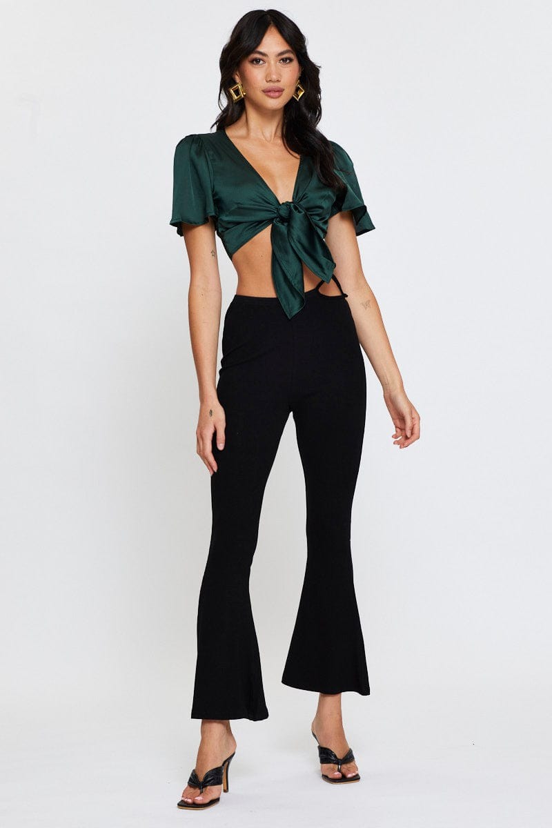 Green Crop Bolero Short Sleeve Tie Up view 2
